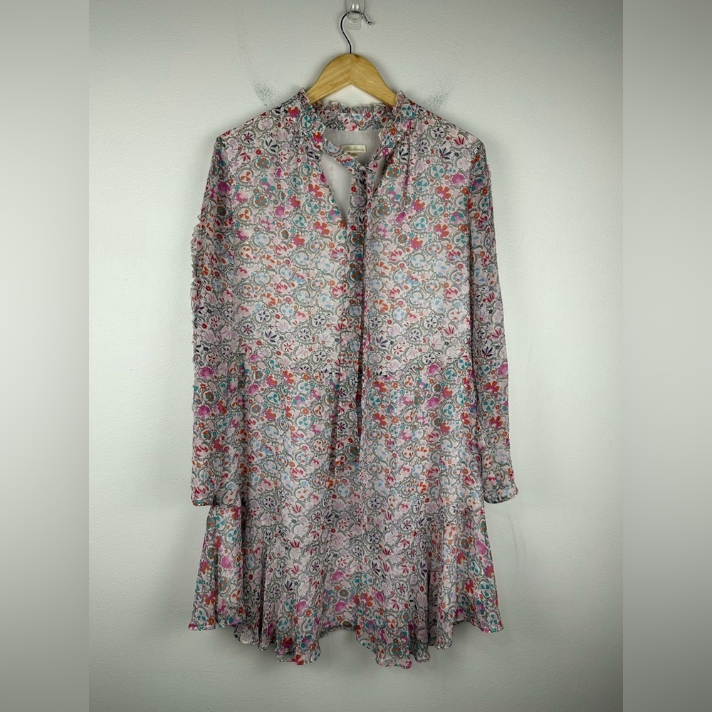 Shoshanna Avila Floral 100% Ruffle Silk Cocktail Mini Dress Size 10‎ - Picture 8 of 10
